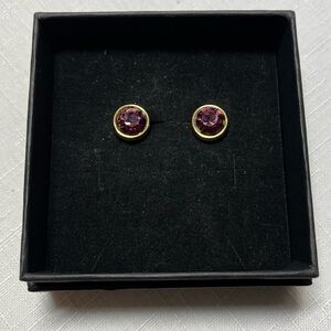 Vintage Gold and Purple Stud Earrings. Swarovski America Ltd, Swarovski crystals